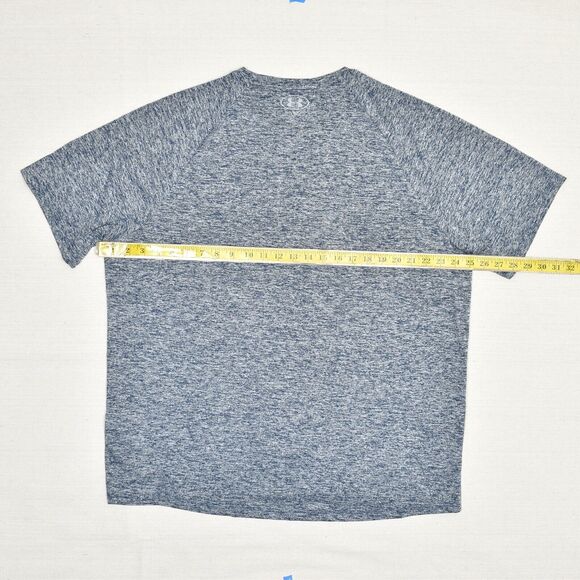 Under Armour Men T Shirt Short Sleeve Striped Polyester Blue Size 2XL Tech Tee - Picture 4 of 8